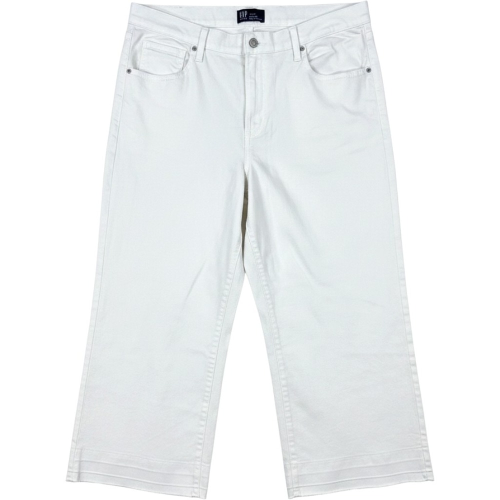 Gap High Rise Wide Leg Jeans White Denim Frayed Hem Size 18/34 Regular NWT